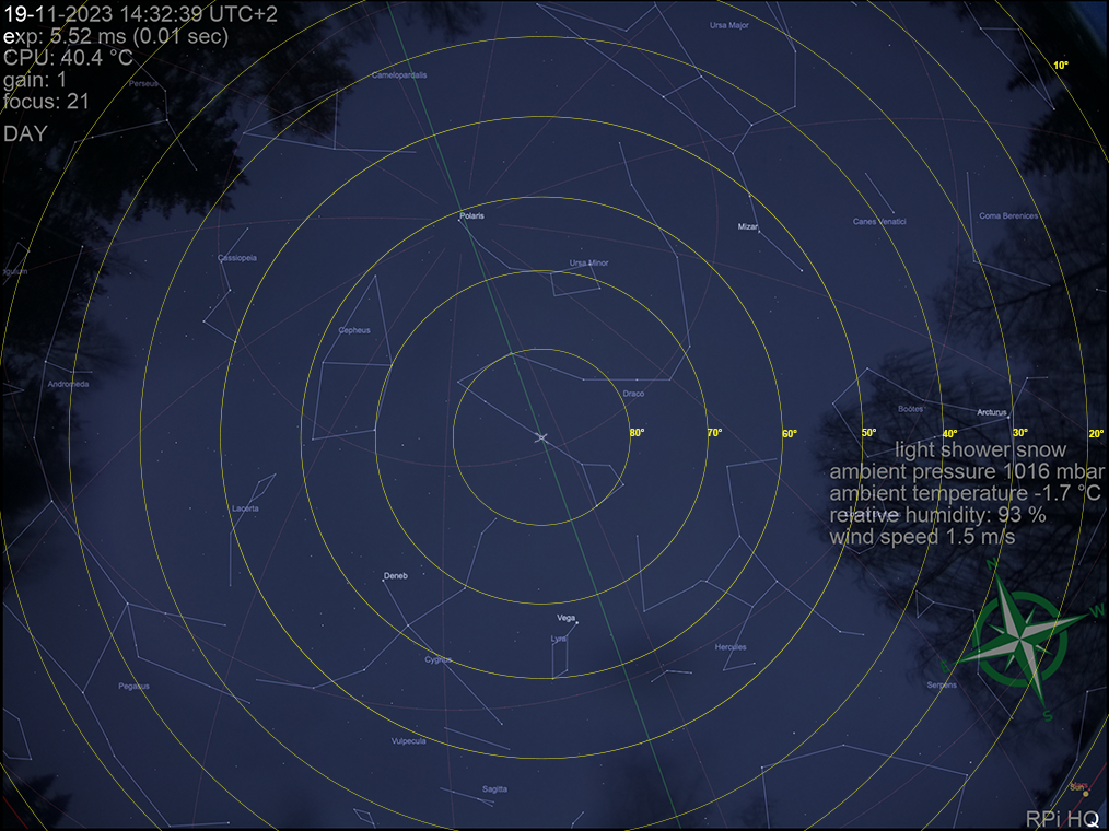 All-sky frame with 10-degree altitude rings
